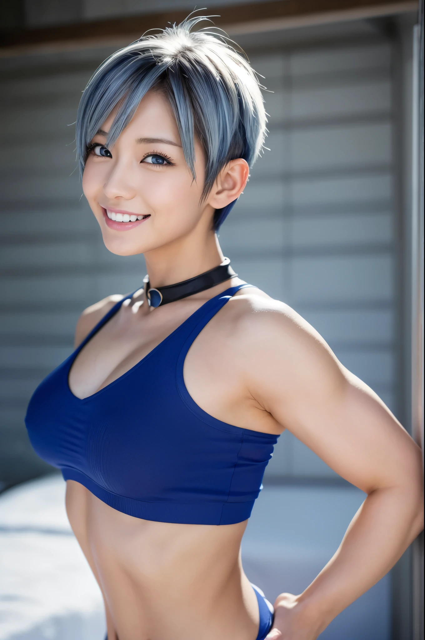 8k,非常に大きな胸と非常に大きな胸を持つアラフィフのwoman, Very detailed, so beautiful(Like the real thing),Shining Eyes,Pale skin(Ultra-Realistic Skin),His smile reveals his large fangs,Muscular and macho、そしてスレンダーボディの悪魔のようなwoman,Short blue mohawk(Blue Shorthair),woman'My abdominal muscles are severely torn,Fan Art Best Art Station, うわー and Types of bacteria, Types of bacteria, 2. 5d cgi anime Fantasy artwork, 8kの高品質で詳細なアート, Up to the model | Types of bacteria8k、Photorealistic RAW photos of the highest quality。so beautiful(Like the real thing顔) Bright colors、完璧なwomanのイメージ,Art Station Trends、masterpiece、8k解像度、Fantasy art、Ultra-high resolution,,Mr..々Pause,charm,sexy,Rich colors, Backlight, Cinema Lighting, Film Grain, to be born, 50mm lens, Nikon D850,compensate,Blue and white Arabian breastplate(Detailed Coat of Arms),In front of the ruins in the forest,View your viewers,Numerous tattoos all over the body(Accurate tattoo details),on head3The horns of the book grow(Details of the three corners),Pointy Ears,Lean and muscular lower body,Blue and white sarouel pants,Big eyes,flower,