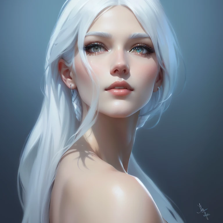 um close up de uma mulher com white  hair e olhos azuis,  with white hair, beautiful character painting, cute digital painting, beautiful fantasy art portrait, fantasy art portrait, beautiful digital illustration, white  hair, stunning digital illustration, perfect white  hair girl, artgerm. anime illustration, white  hair lady, detailed matte fantasy portrait, artgerm. high détail