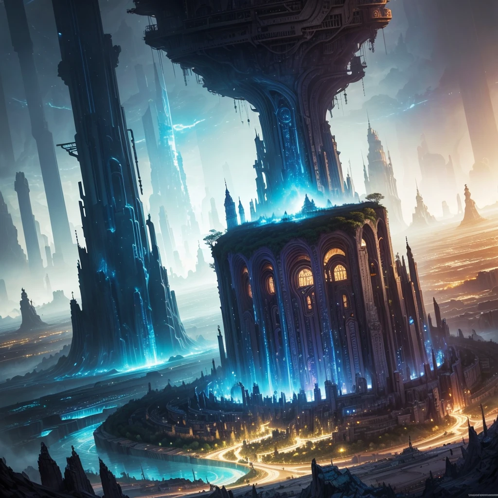 Best Quality,8k,Huge underground city,Underground Labyrinth,mysteriouultidimensional,A world beyond imagination,High Dimension,Fantasy,Different space,Nature,romantic,A world beyond imagination,Dream world,Huge river,masterpiece,最高masterpiece,perfection,