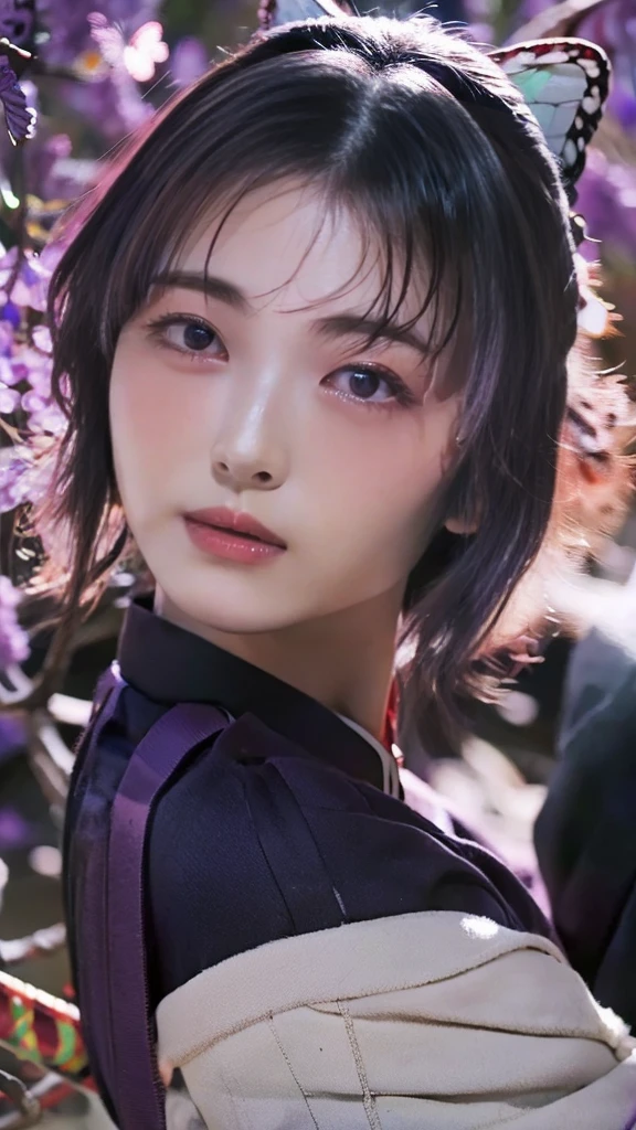 Moisturized skin, (purple eyes: 1.4), perfect body, (adult female body), embarrassed expression, shy, shy, does not make eye contact,
BREAK,
,bright red lipstick,
BREAK,
(long bangs at both ends: 1.2),(purple tips),
BREAK,
((masterpiece+best quality+high resolution+highly detailed)), (full body: 1.2),symmetrical, one shot,
BREAK,
(butterflies fluttering), (wind blowing),(battle stance: 1.4),((big full moon in the sky)),
BREAK,
(Kocho Shinobu: 1.3),dignified,