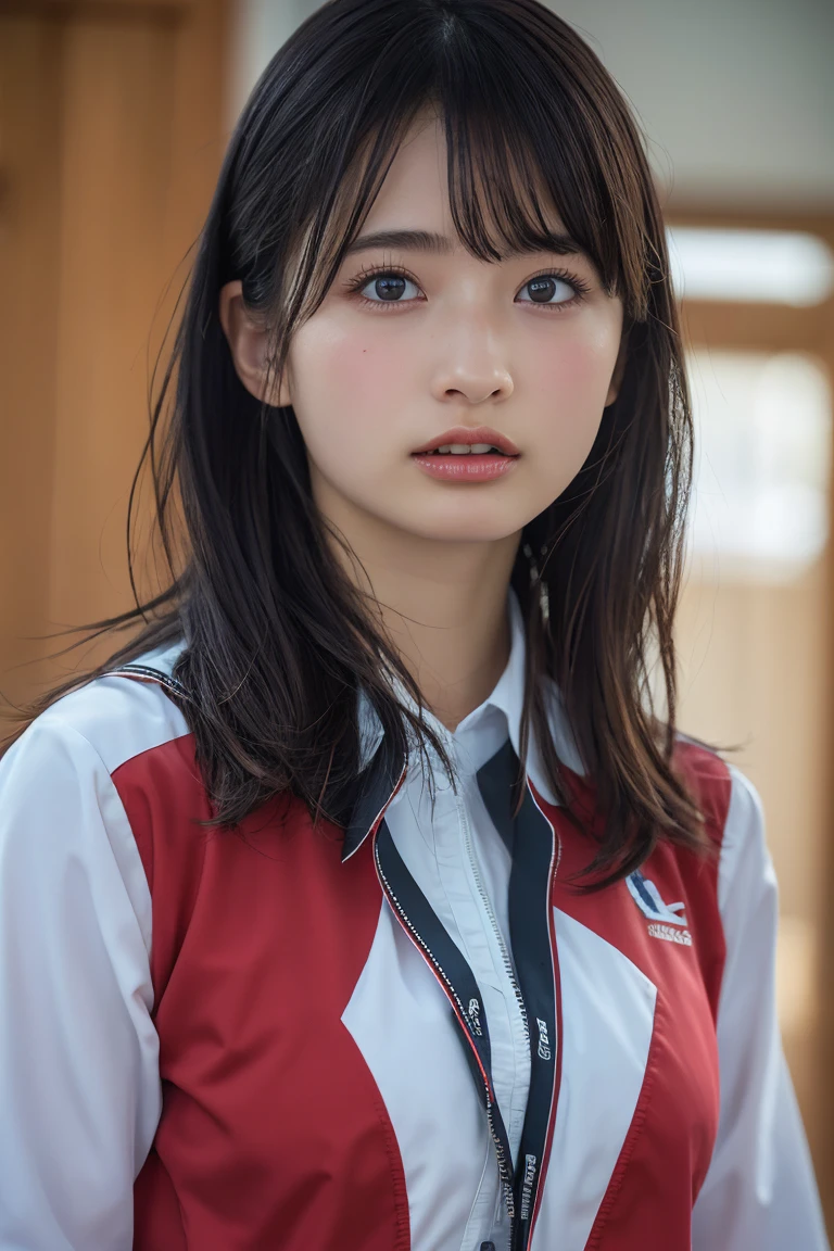 (8k, RAW Photos,Highest quality, High resolution:1.1), (Ultra-realistic:1.4),(Realistic, Realistic:1.3),The Beauty of Japan、Rhythmic gymnastics club、Rhythmic Gymnastics Uniform、((Upper Body:1.3))