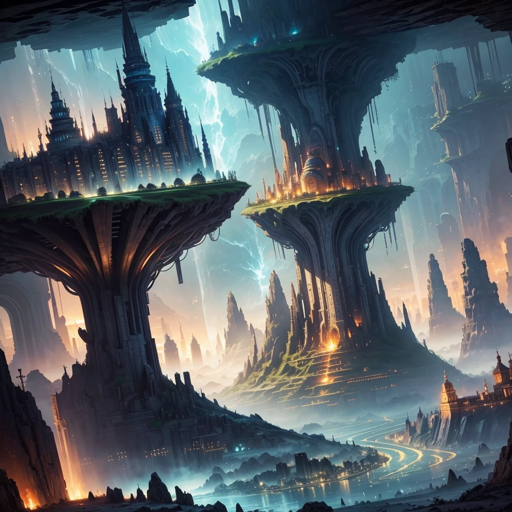 Best Quality,8k,Huge underground city,Underground Labyrinth,mysteriouultidimensional,A world beyond imagination,Different dimension,romantic,High Dimension,Fantasy,Different space,Nature,romantic,A world beyond imagination,Dream world,Huge river,masterpiece,最高masterpiece,perfection,