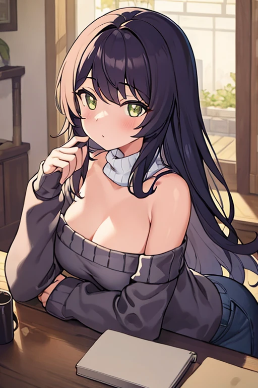 ((Best Quality)), ((masterpiece)), (detailed), 1 girl, off shoulder sweater,