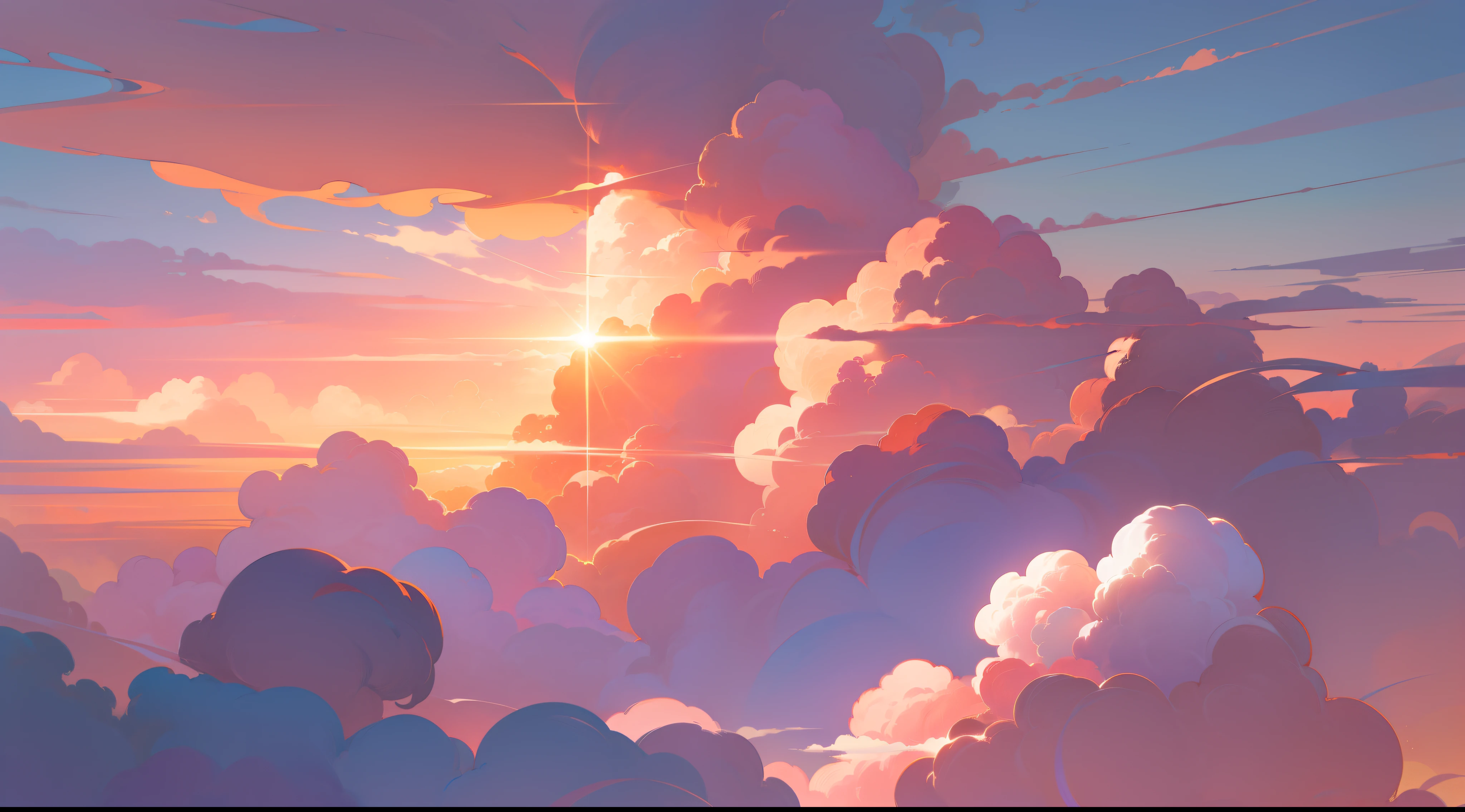 Close-up of clouds with epic gorgeous clouds in the background, Scarlet sunset in the clouds, The sun through the majestic clouds, Cloudy sunset, Golden clouds, Orange clouds, Breathtaking clouds, Beautiful cloudy atmosphere, Glowing clouds, majestic clouds, Splendid clouds, Stunning sky, Sunset clouds, Amazing sunsets, Sunlight through the clouds, Celestial clouds, Dramatic sunsets, Dramatic cloud sunsets, Behind the purple clouds at the edge of the sky is faint golden sunlight, The sky is peach, Fluffy pink anime clouds, Pink clouds, Dreamy sky, Anime Cloud, Fantasy Chubby Sky, Glowing clouds, Dreamy clouds, Sky clouds with a pink tint, Pink clouds in the sky