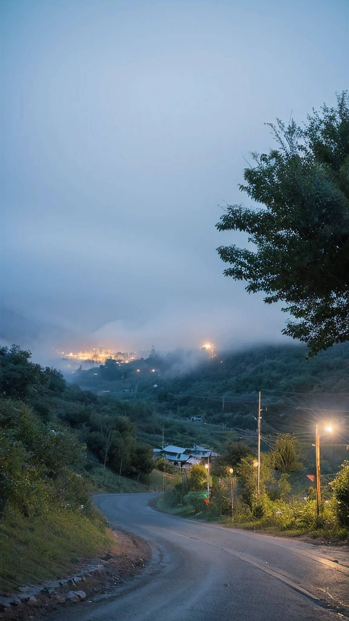 Dirt Road, star, Fog, at night, countryside mountains, Thailand