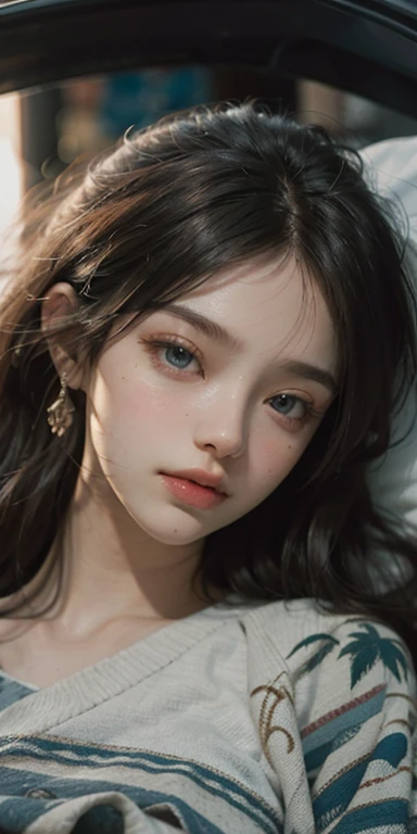 (masterpiece: 1.2, Portraiture, Highest quality), Realistic, (Live Action, Intricate details, Written boundary depth), Highest quality, masterpiece, Attention to detail, semi-Realistic,  Sleeping in bed, shy, 21 years old, Short Blonde, blue eyes, pajamas, Slim figure、Canopy bed、 sleeping beauty,