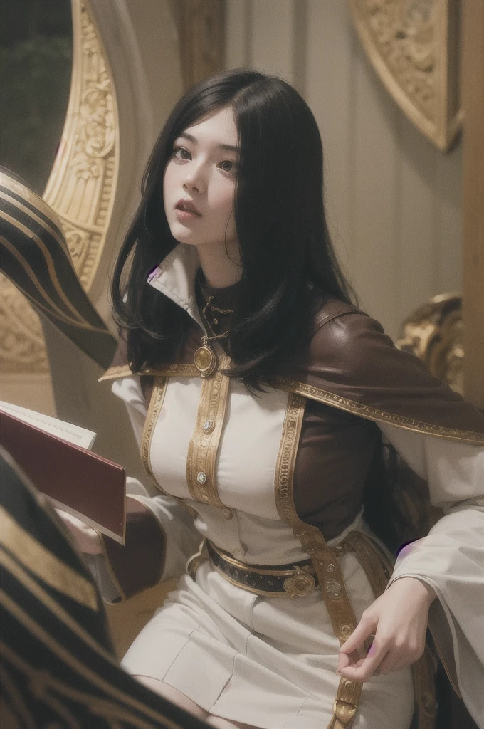 (masterpiece, Highest quality), (Absurd:1.2), (Illustrations for novels:1.2), (Super detailed, 8k, Ultra-high resolution:1.2), One girl, young, Long Hair, (Structure of the film), (Fantasy), Archbishop's costume, cross, Mitra, Cape, smile, (pray), Holy Light, cathedral