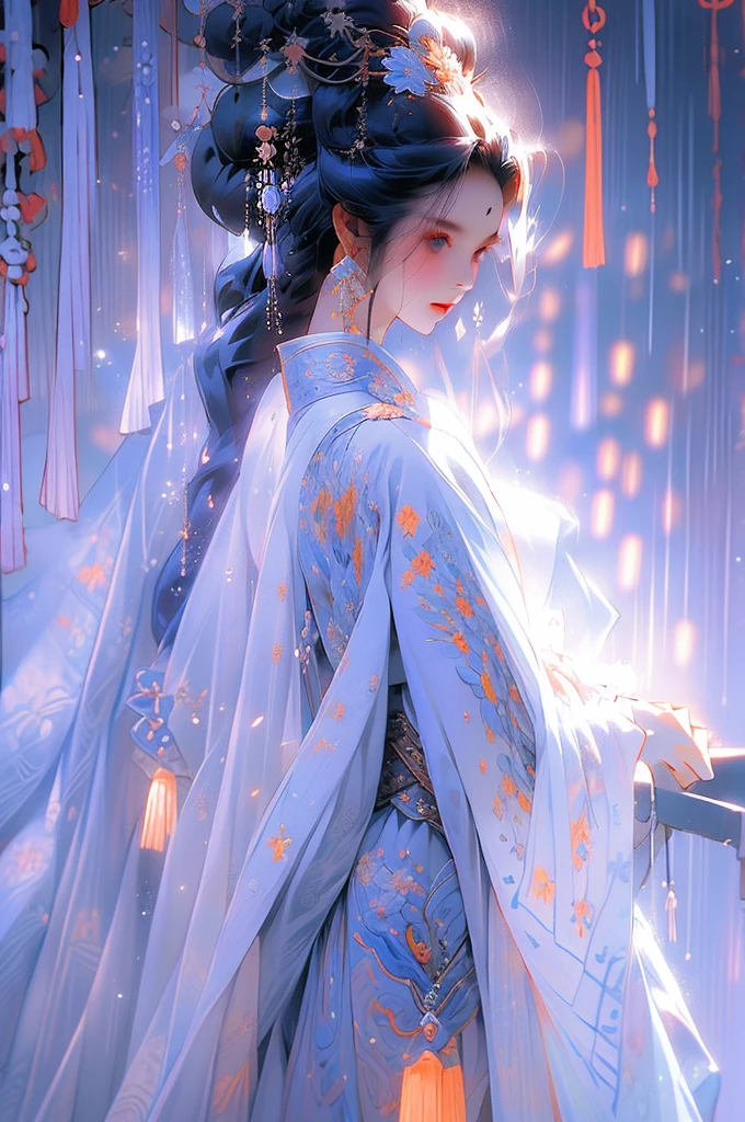 Black Hair, Immortal, Beauty, Royal sister, Stepmother, White Taoist robe, Phoenix Coronet, Hair Bunch