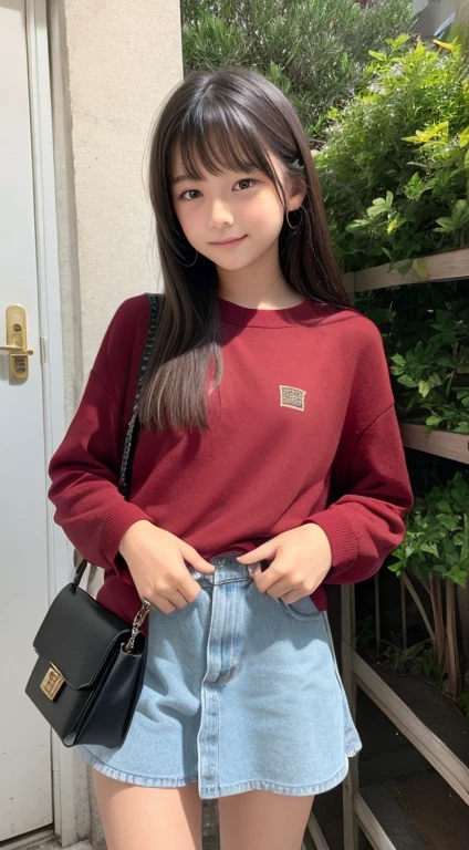 1girl in、15-years old、Esbian'Because of the loud boos, the lower part of her chest was visible.、A dark-haired、hotpants、pantiy、Beach、A slight smil、cleavage, decollete, decolletage