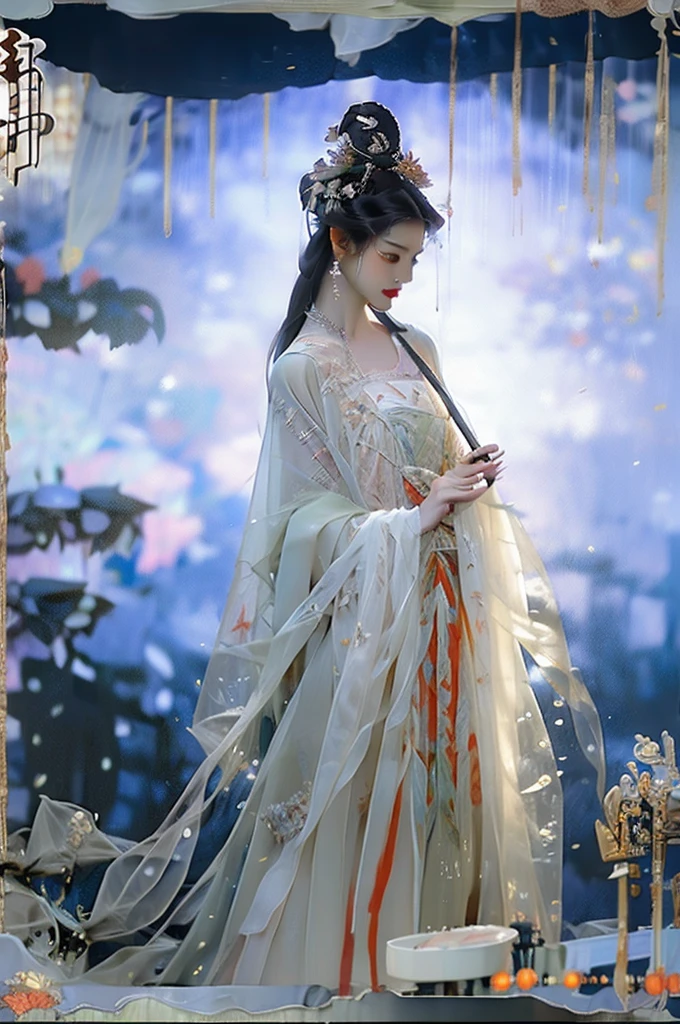 Black Hair, Immortal Cultivation, Royal sister, White Robe, hime cut, hair scrunchie, Romanticism, Gothic art, ray tracing, cinematic lighting, first-person view, Sony FE GM, anatomically correct, masterpiece