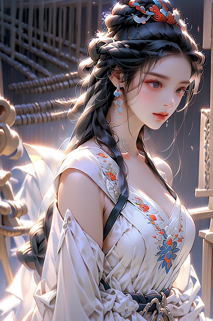 Black Hair, Immortal, Beauty, Royal sister, Stepmother, White Taoist robe, Phoenix Coronet, Hair Bunch