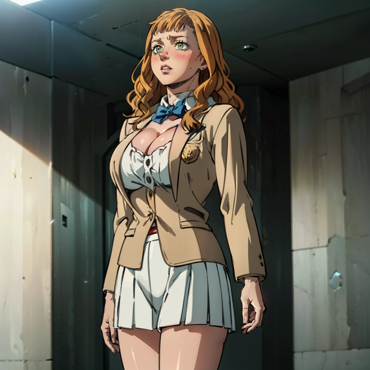 Hyper realistic super detailed sexy woman, NSFW, Very detailed, expressions faciales sexy, seductive facial expressions, [:(Face detail: 1.4): 0.4], 16K resolution, 4k resolution, dinamic lighting, High definition resolution, (sexy), (hyper realistic: 1.4), (back light: 1.2), (daylight: 1),(contrasting background: 1.5), (Anatomy of the hyperrealistic arm), (Hyperrealistic anatomy of the legs), (peau propre), (lighting cinematic: 1.7), (intime) ,Masterpiece, Seductive face, Glowing eyes, masterpiece, best quality, highres, (beautiful detailed eyes),1girl,solo,Mimosa Vermillion, huge_breasts,(school uniform, shirt, white shirt, blazer, grey blazer, bow, bow tie, red bow, skirt, short skirt,)cowboy shot, light on face, bloom, breast hold, masturbation, orgasm,blush, embarrassed,full lips, the school, in the classroom, cleavage