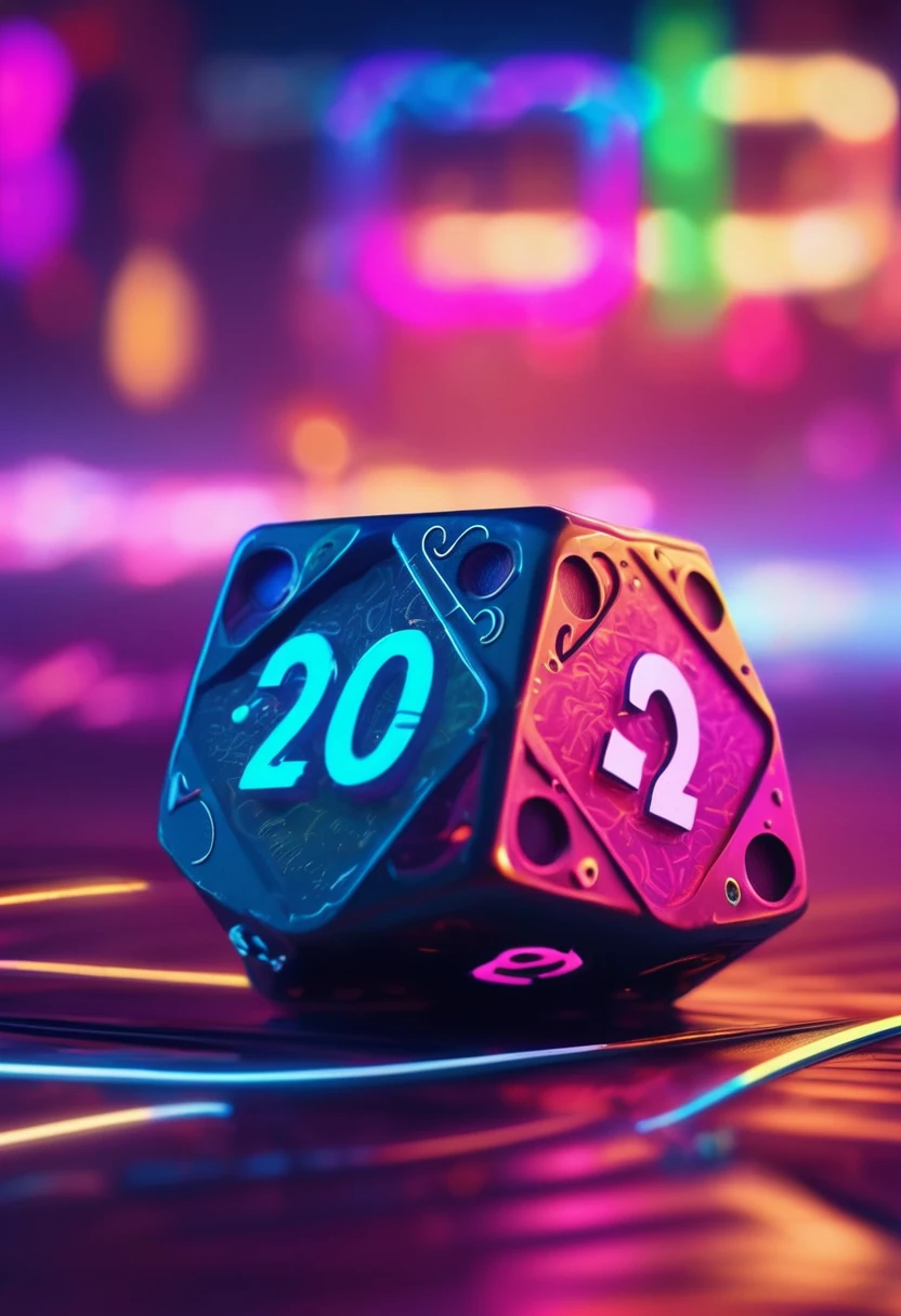 a closeup of a dice with neon lights and a number, 2 0 2 5 s promotional art, movie 2025, 2 0 2 2 photos, Number 2 0, rollo20, 2025 4K, Screenshot of the 2025 video game, Year 2 0 2 5, 2 0 2 5, 2025