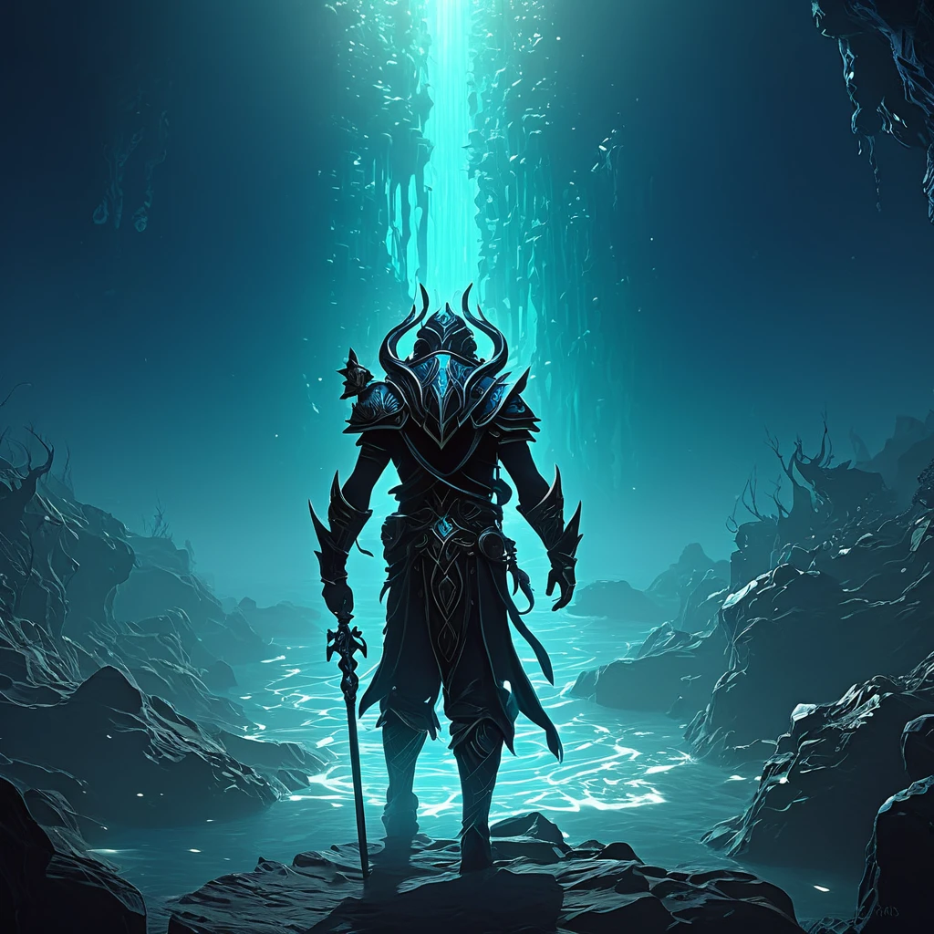 masterpiece, best quality, (extremely detailed CG unity 8k wallpaper), (best quality), (best illustration), (best shadow), absurdres, realistic lighting, (Abyss), beautiful detailed glow, art by PeterMohrBacher,