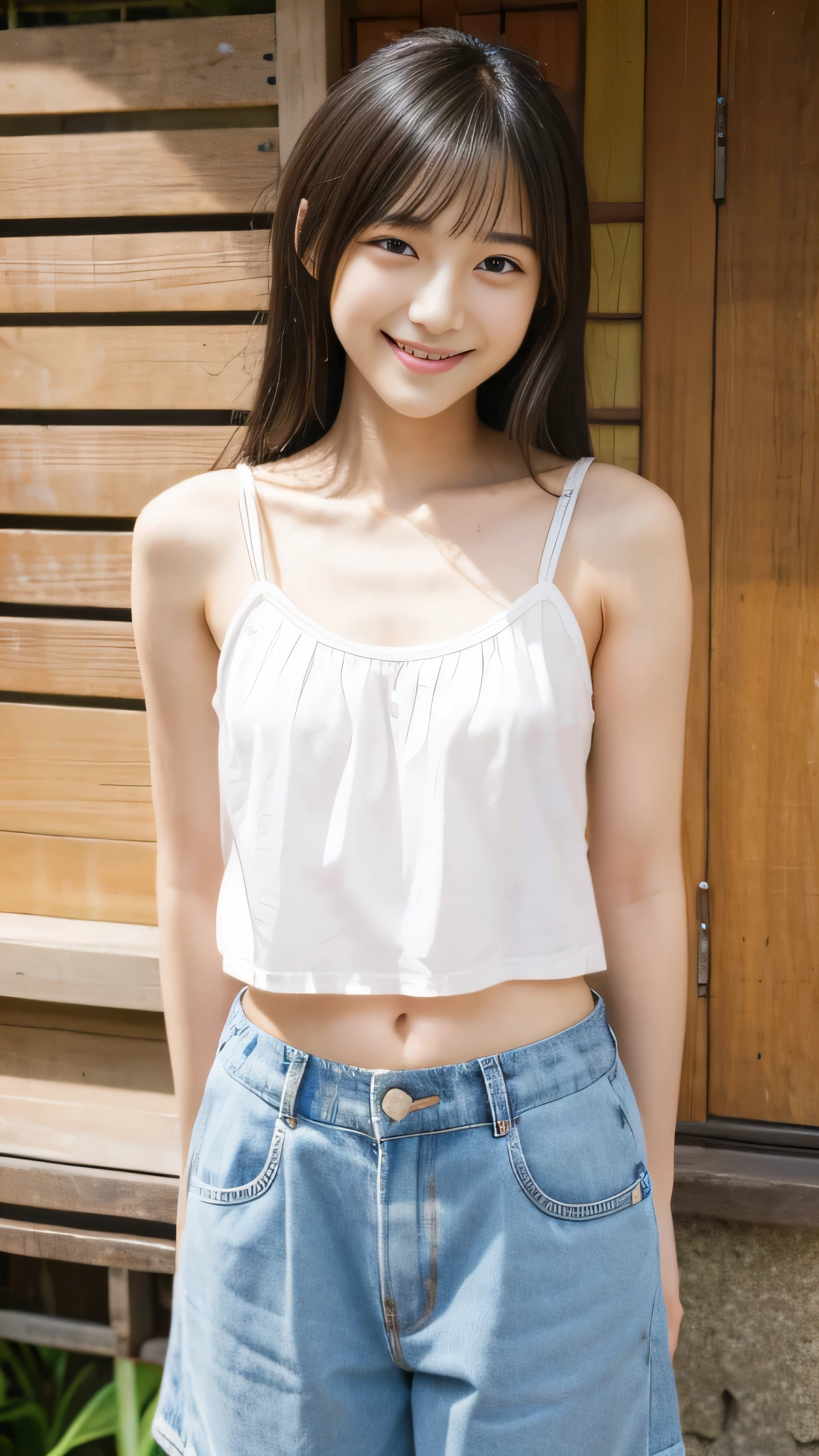 Japanese、18-year-old、Very slim、((smile))、Summer clothes