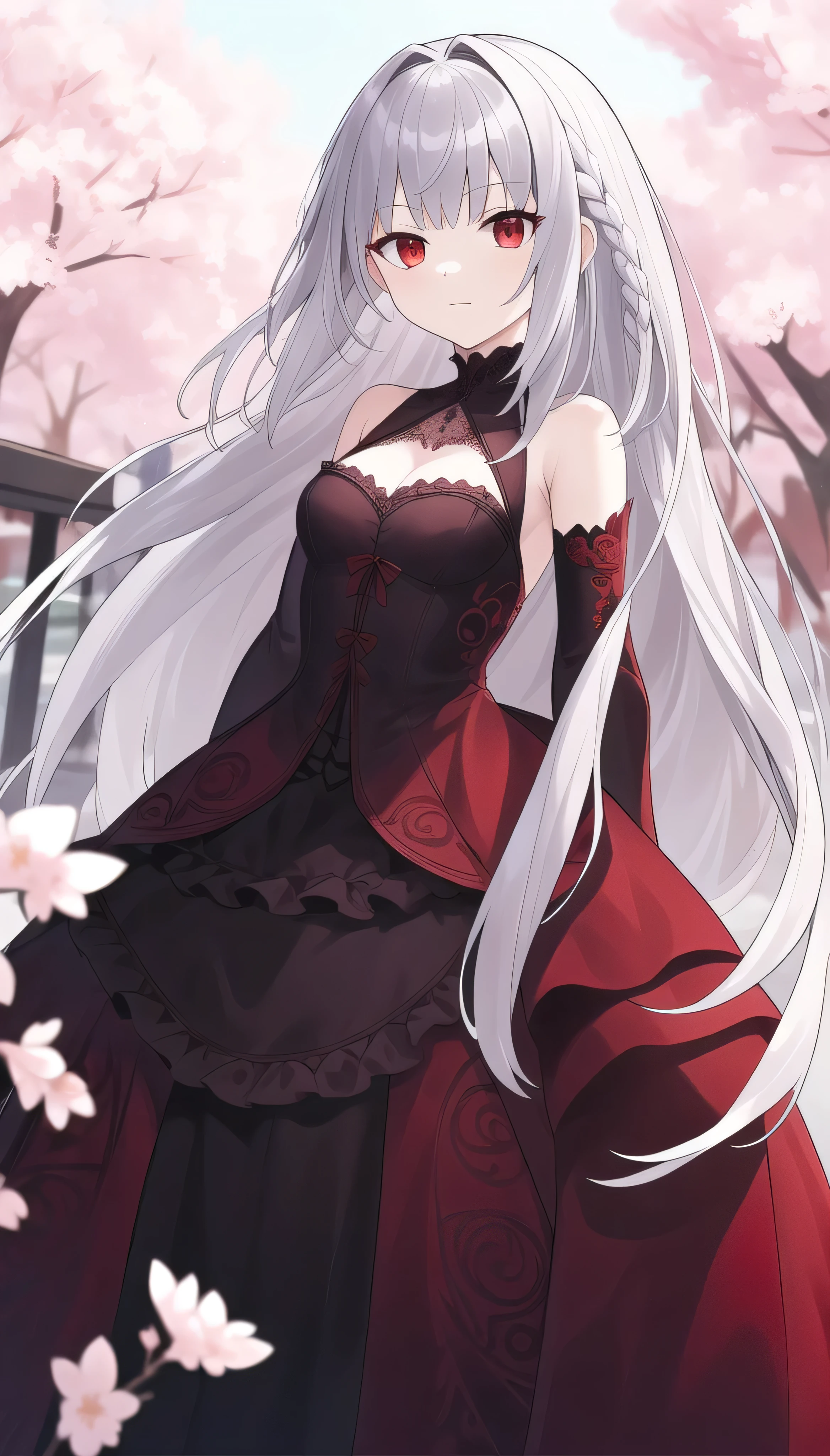 A woman in a red dress standing in front of a tree - SeaArt AI