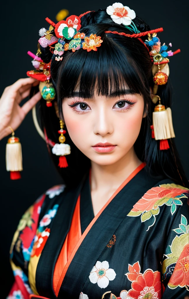geisha、japanes、ganja、Black background、A Japanese style、Heian period、portlate、