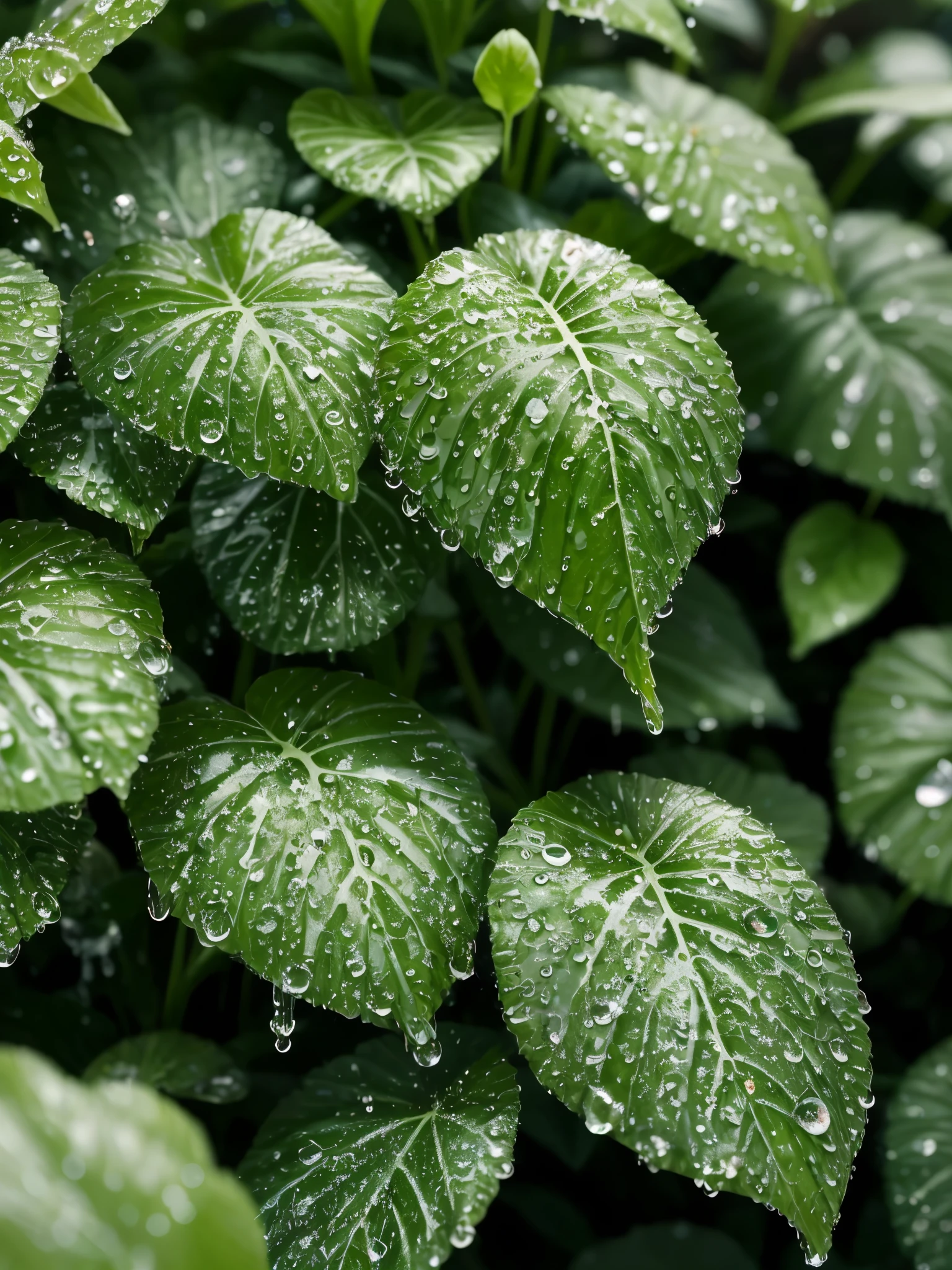 a close up of a bunch of green plants with water droplets, dew drops, dewdrops, lots of raindrops, raindrops, rain drops, droplets, four leaf clover, covered in water drops, dew, green rain, green colors, #green, clover, shades of green, just after rain, water droplets, detailed droplets