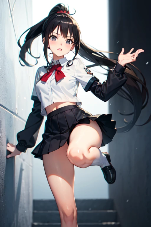 　ponytail　anime　uniform　　mini skirt　　Magic High School　One Piece Black Hair

