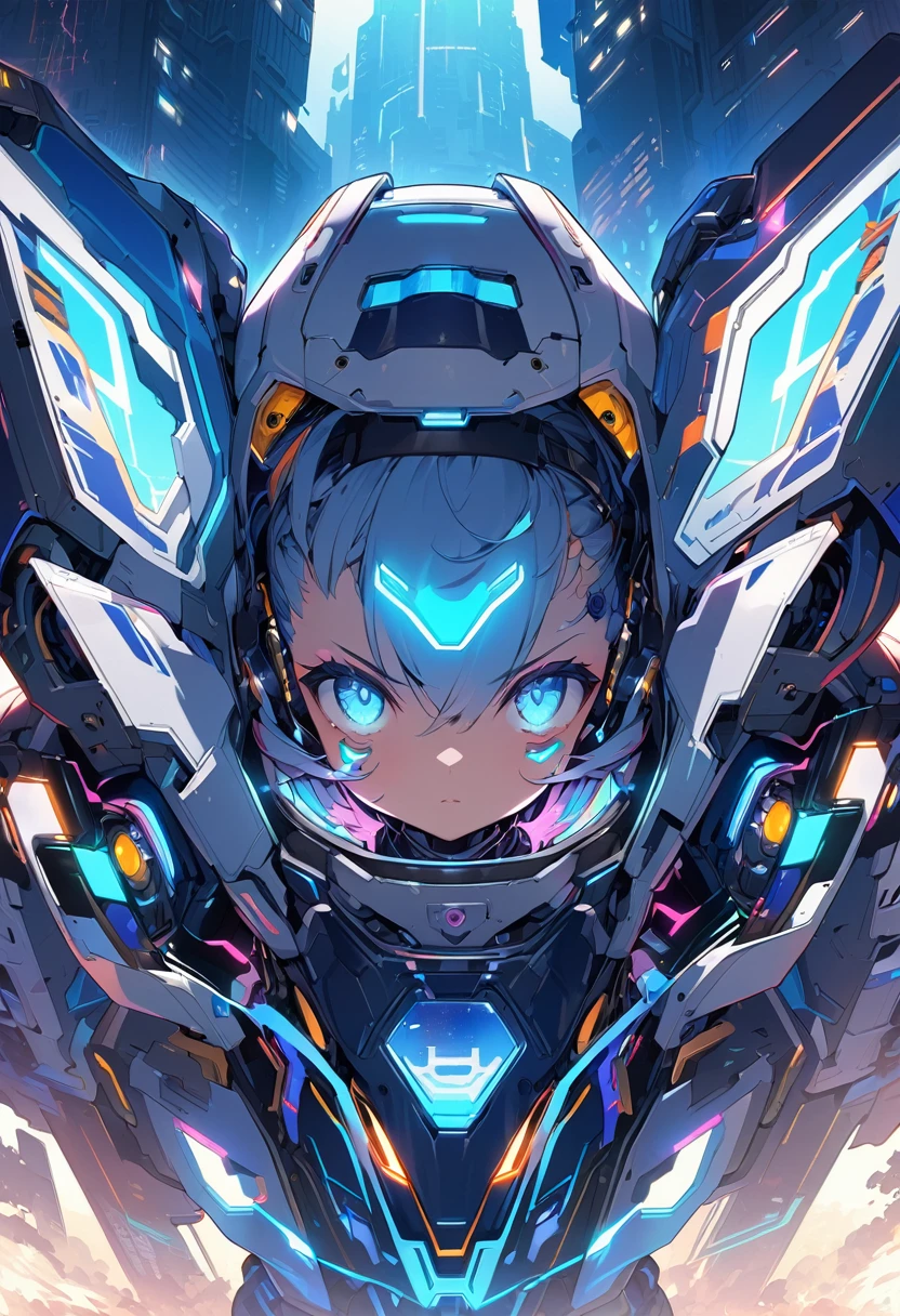 Close-up of a person wearing a space suit and holding a television, cute Cyborg Girl, Portrait Anime Astronaut Girl, Blue Cyborg, Cyborg - Girl, Anime Manga Robot!! Anime Girls, 詳細なSci-Fi Art, Cyborg Girl, Digital Cyberpunk Anime Art, Digital Cyberpunk - Anime Art, Sci-Fi Art!!!!!!!, A mix of anime robots and organic matter, Anime Cyborg