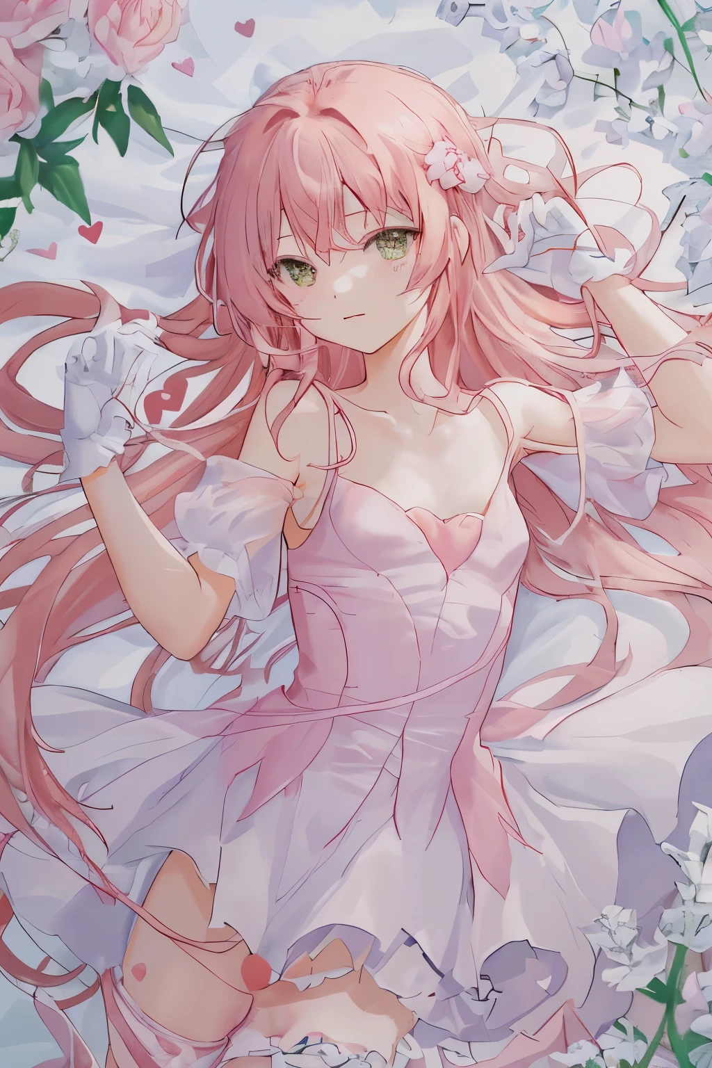 1_girl, (anime, kawai:2), (masterpeice, best_quality, simple, cute, dreamy, vibrant, clean:1.8), (cute, cute_smile, young:1.6), (delicate, beautiful, thin:1.5), (girlfriend, angel:1.8), (green_eyes, simple_eyes:1.8) (long_hair, blond_hair, wearing_pink_dress, pink_angel_wings, gloves:1.8), extremely_delicate, (love_magic:1.5), (age_size_fits_body), (small_thighs, thin:1.8), (breasts), (eye_level:1.3), (heart_magic, love:1.5), (dancer:1.2)