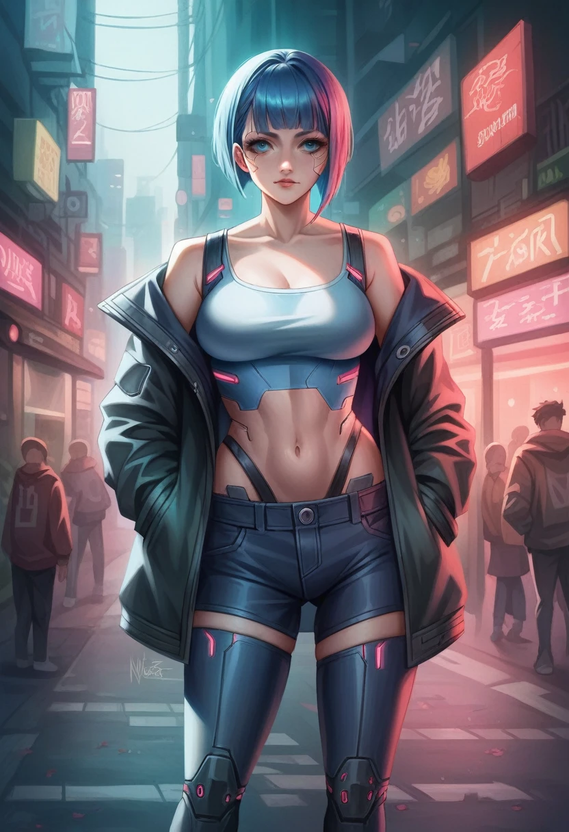 Cyberpunk lady in a city 