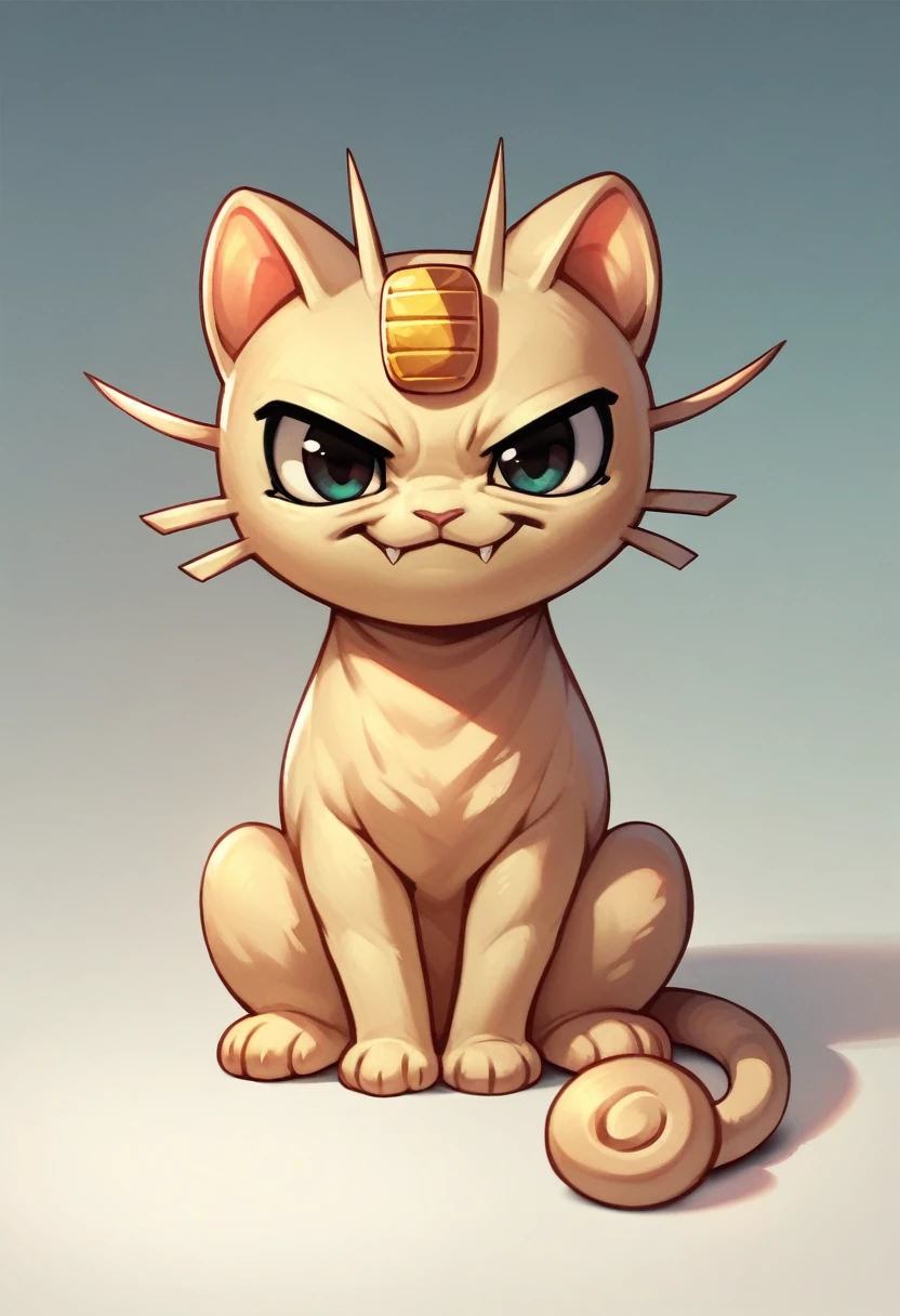 score_9,score_8_up,score_7_up,score_6_up,score_5_up,score_4_up,portrait,feral,full body,epic,gradient background,sitting,meowth,normal background