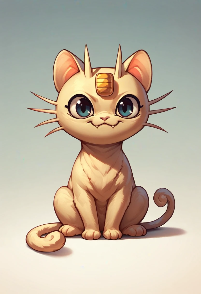 score_9,score_8_up,score_7_up,score_6_up,score_5_up,score_4_up,portrait,feral,full body,epic,gradient background,sitting,meowth,normal background