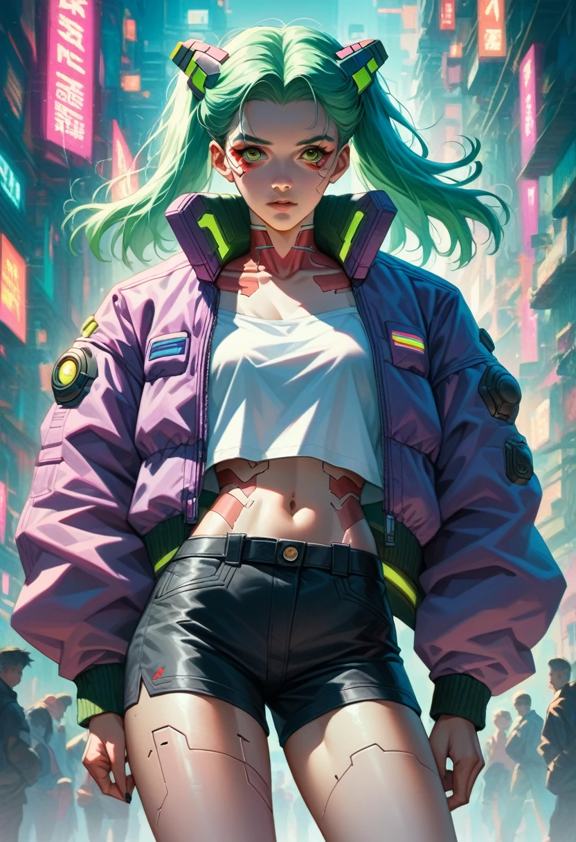 Anime girl in purple jacket and black shorts performing tricks, digital Cyberpunk anime art, Cyberpunk Anime Girl, Modern cyberpunk anime, Digital Cyberpunk - Anime Art, Cyberpunk anime art, Anime Cyberpunk art, female Cyberpunk Anime Girl, Cyberpunk Anime Girl mech, Fashionable cyberpunk mechanoids, Cyberpunk art style, Digital Cyberpunk Anime!!, Anime Cyberpunk, Cyberpunk Streetwear, Cyberpunk character art