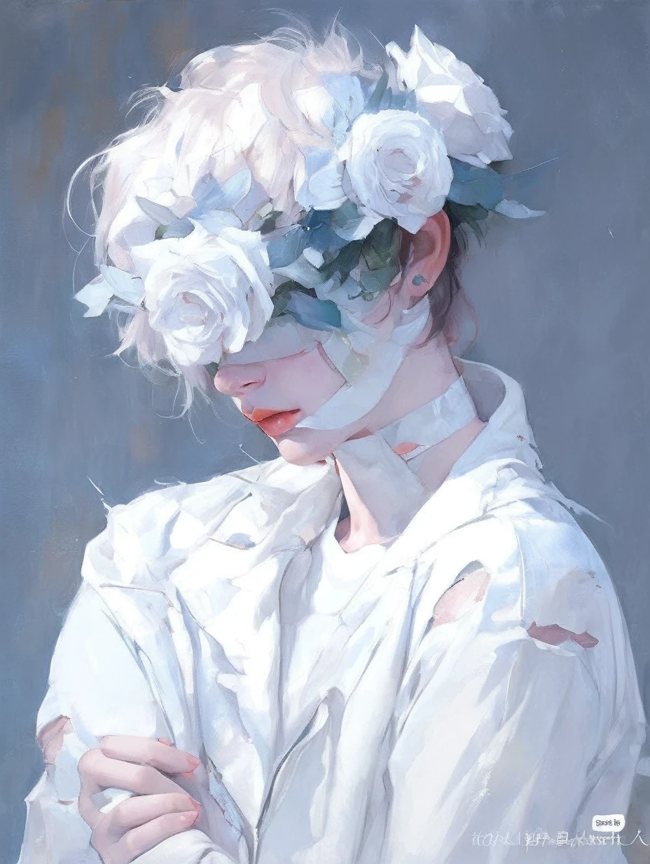 orange hair, Chapped lips, tears, 