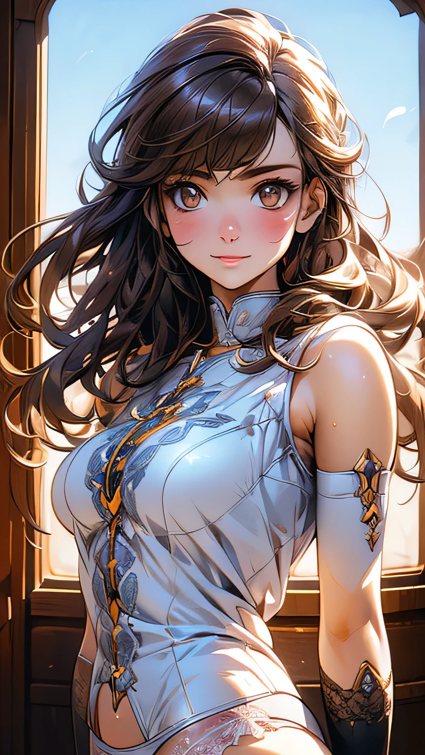 (masterpiece:1.2, Highest quality), (Realistic, photoRealistic:1.4), Beautiful illustrations, (Natural Side Lighting, Cinema Lighting), ((cowboy shot))
View your viewers, 1 girl, Japanese, Junior high school girl, 14 years old, Perfect Face, cute and symmetrical face, Glowing Skin, thin,
(Mid-length hair:1.2, Half Up:1.4, Light brown hair), Asymmetrical bangs, Brown eyes, Long eyelashes, (Mid-chest:0.7),
Beautiful Hair, Beautiful Face, Beautiful details, Beautiful clavicle, Beautiful body, Beautiful fingers, (((Panties are visible))) ((Very large saggy tits)), ((In underwear、White lace underwear))((Fullback panties))Underarm , Slightly , Very large breasts, Full body angle, 14 year old woman , Thick thighs
((Detailed cloth texture)),
(Beautiful views), evening, (cute, cute smile, Upward glance),