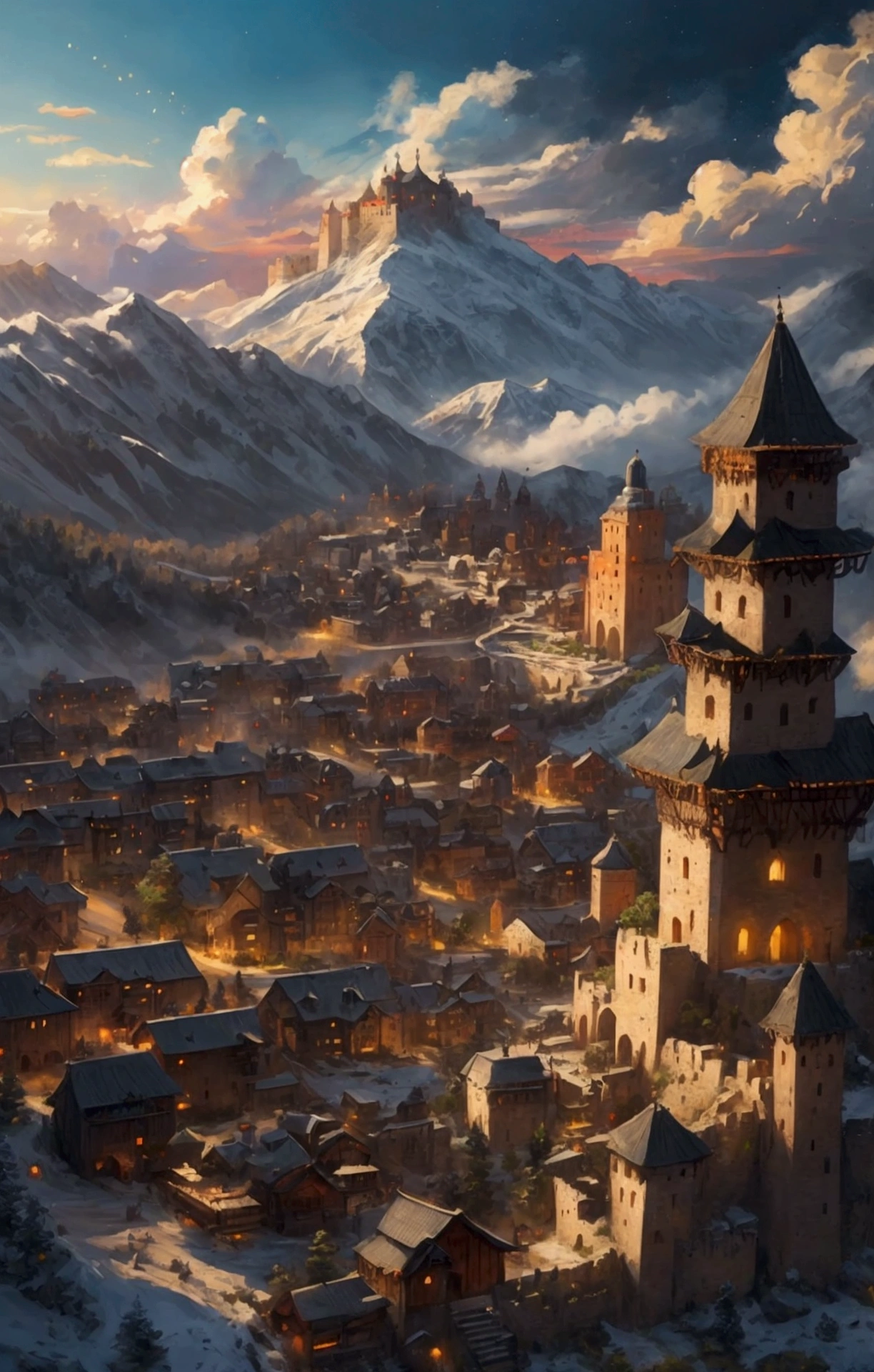 city, imperial city, mountain, city on mountain, moutain city, medieval, medieval city, medieval houses