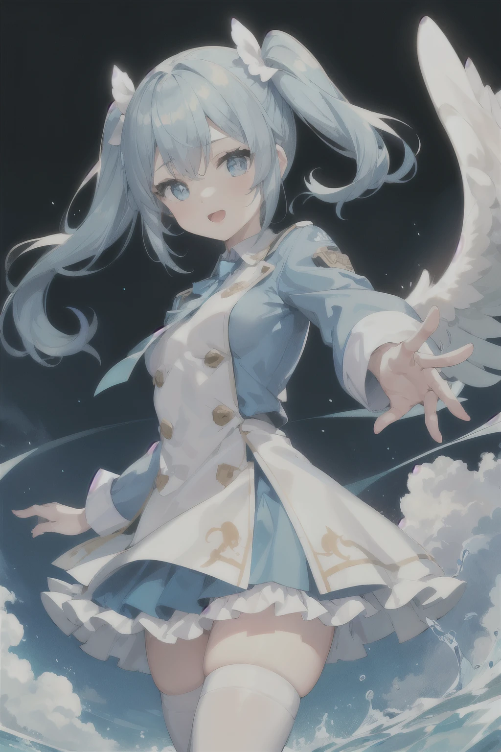 girl、light blue、uniform、Angel、Twin tails