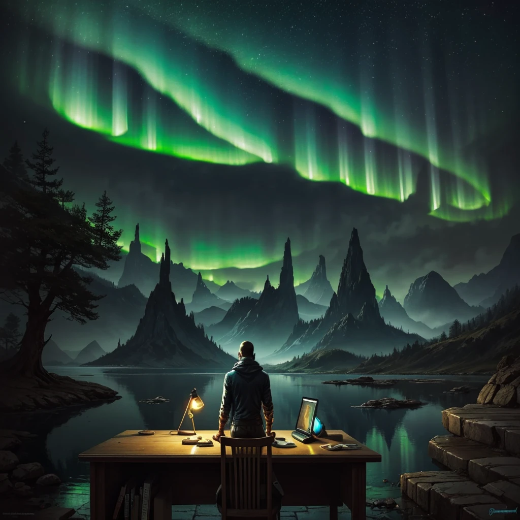 Sunken retro phone 60s on old retro desk. Water leaking out of the cracks of the phone..., concept art, matte painting, rococo, trending on artstation, greg rutkowski, johan grenier, national geographic photo, post-apocalyptic, polished, aurora, dendritic, mysterious, albert bierstadt, john kenn mortensen, seb mckinnon, peter mohrbacher, impressionism
