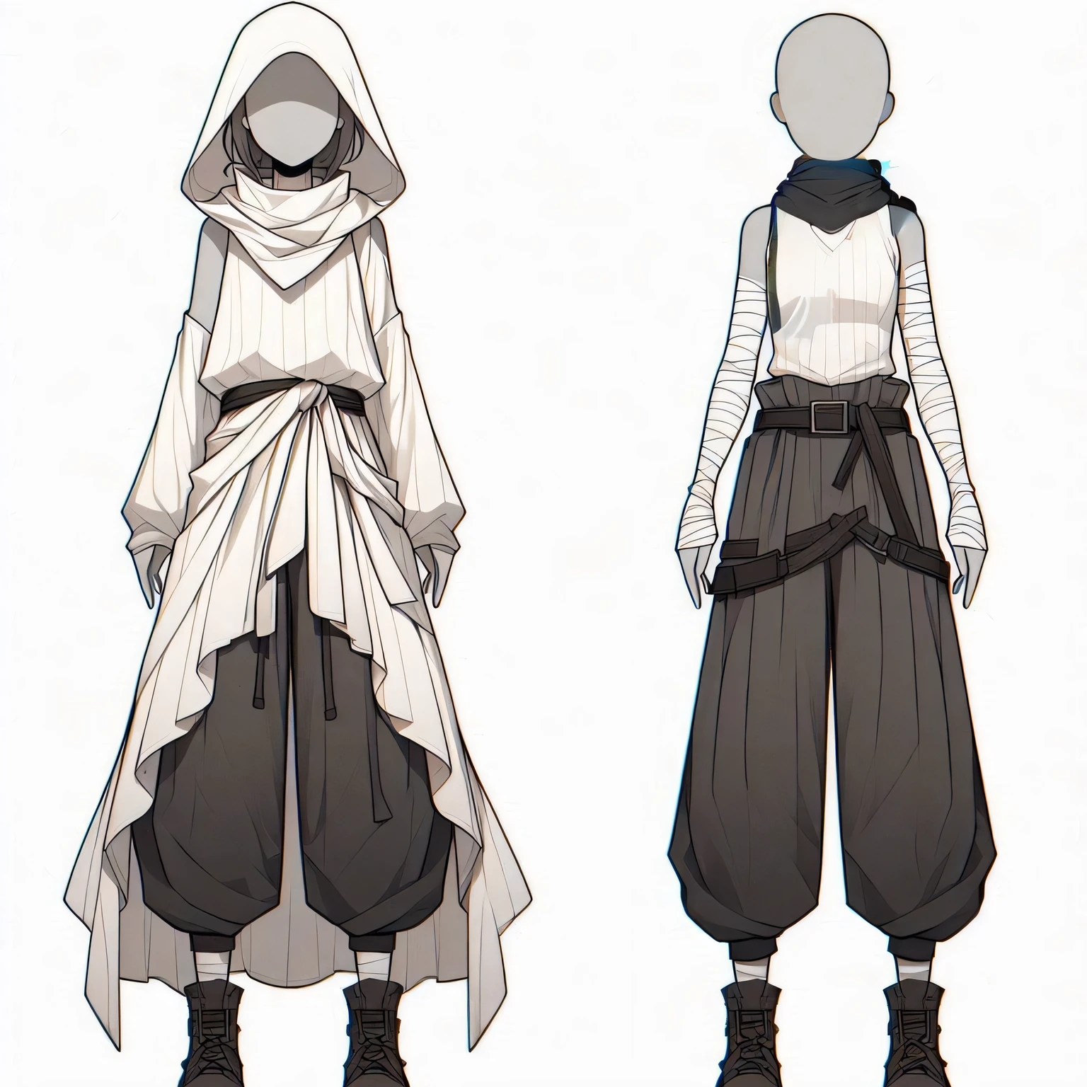 create a black scarf on the marked area in simple anime style