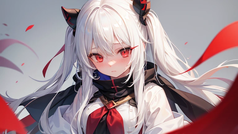 1girl,long white hair,Red eyes,embarrassed