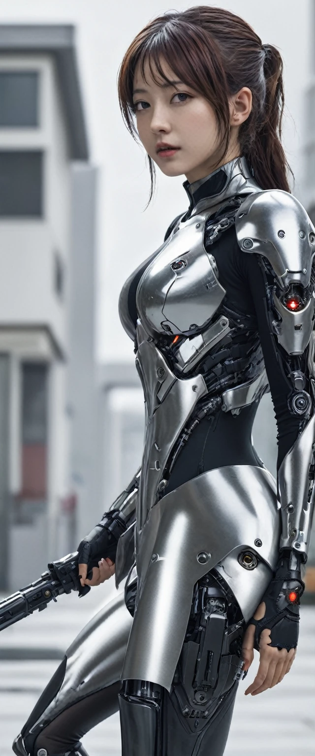 high quality, detailed, The girl is the ultimate weapon,The girl is a cyborg,