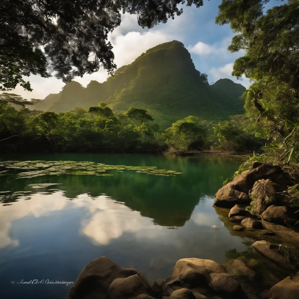 ((masterpiece)), (((best quality))), ((ultra-detailed)), (Amazing:1.1), beautiful, nature, sky and ground, heavy wind, windsweeped, line cloud,Light shoot from the cloud, in a lush remote folige jungle with jungle wildlife and fauna, award winning photo, BLN-L24, Exposure,High Contrast,Low Saturation,High Saturation 8k 3D, F 2.8 lens, Aerial View, Cinematic lighting