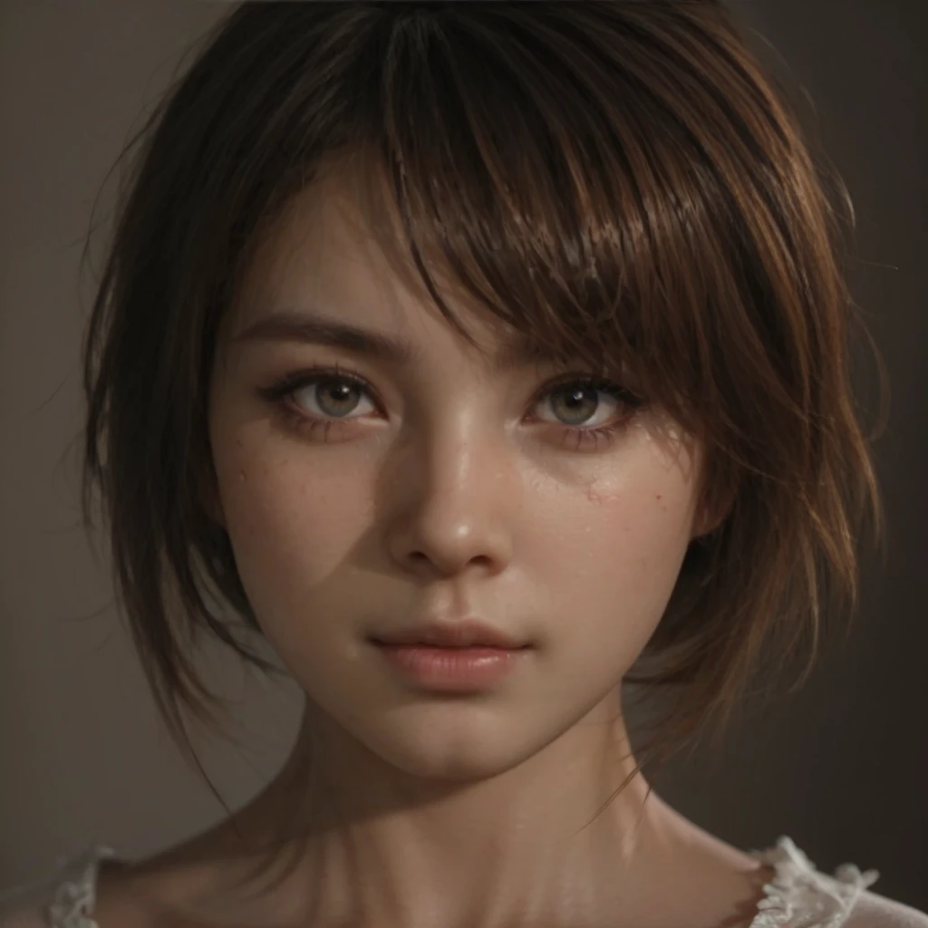 Kasumi, brown eyes, (best quality, ultra-detailed), (realistic:1.37), beautiful and detailed face, ultra-realistic texture, delicate face, delicate body, red lipstick, bright colors. High definition, 8K,
