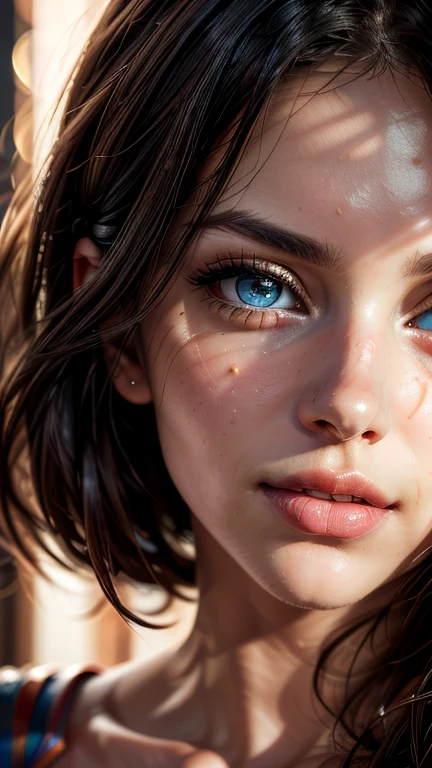 Best Quality,4k,8k,High resolution,masterpiece:1.2),ultra detailed,(realist,photorealist,photo-realist:1.37),portrait, carly ,beautiful detailed eyes,beautiful detailed lips,extremely detailed face,long eyelashes, sexy,Soft lighting,subtle background,Professional photography,vivid colors Whole body , by a fan, Flushed face () Whole body (seductive) (Ready for sex) (biting your lips) (Supergirl outfit) (long black hair),sexy