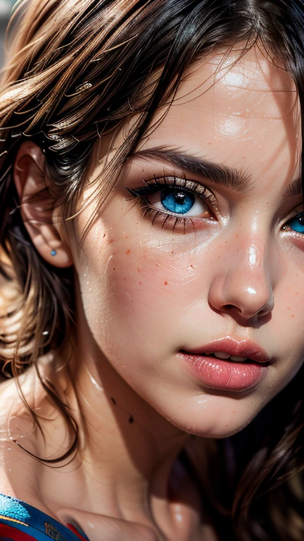 Best Quality,4k,8k,High resolution,masterpiece:1.2),ultra detailed,(realist,photorealist,photo-realist:1.37),portrait, carly ,beautiful detailed eyes,beautiful detailed lips,extremely detailed face,long eyelashes, sexy,Soft lighting,subtle background,Professional photography,vivid colors Whole body , by a fan, Flushed face () Whole body (seductive) (Ready for sex) (biting your lips) (Supergirl outfit) (long black hair),sexy