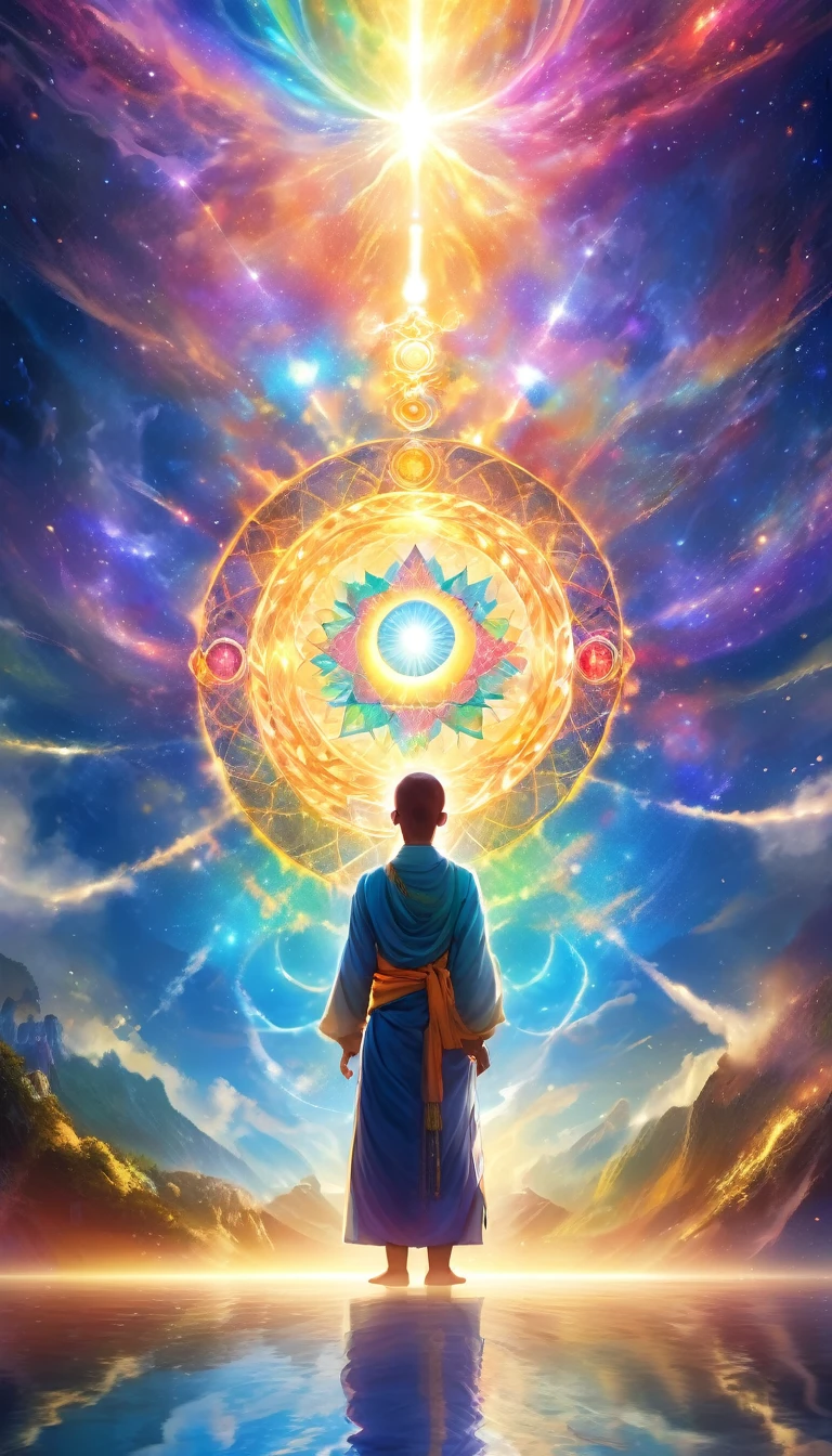 Image of chakra, Vibrant colors, an explosion of colors, The complex surroundings, The background is complicated, spiritual, god聖な, dream-like, god, Pineal gland, dream-like, (Highly detailed CG unit wallpaper 16k:1.1), (Noise suppression: 1.45), (masterpiece:1.37), Ultra-high resolution), Praying Hands,solemn gesture, Prayer Posture, Surreal, Godrays, Ray Tracing, Ray Tracing, Ultra-high resolution, Award-winning, Award-winning