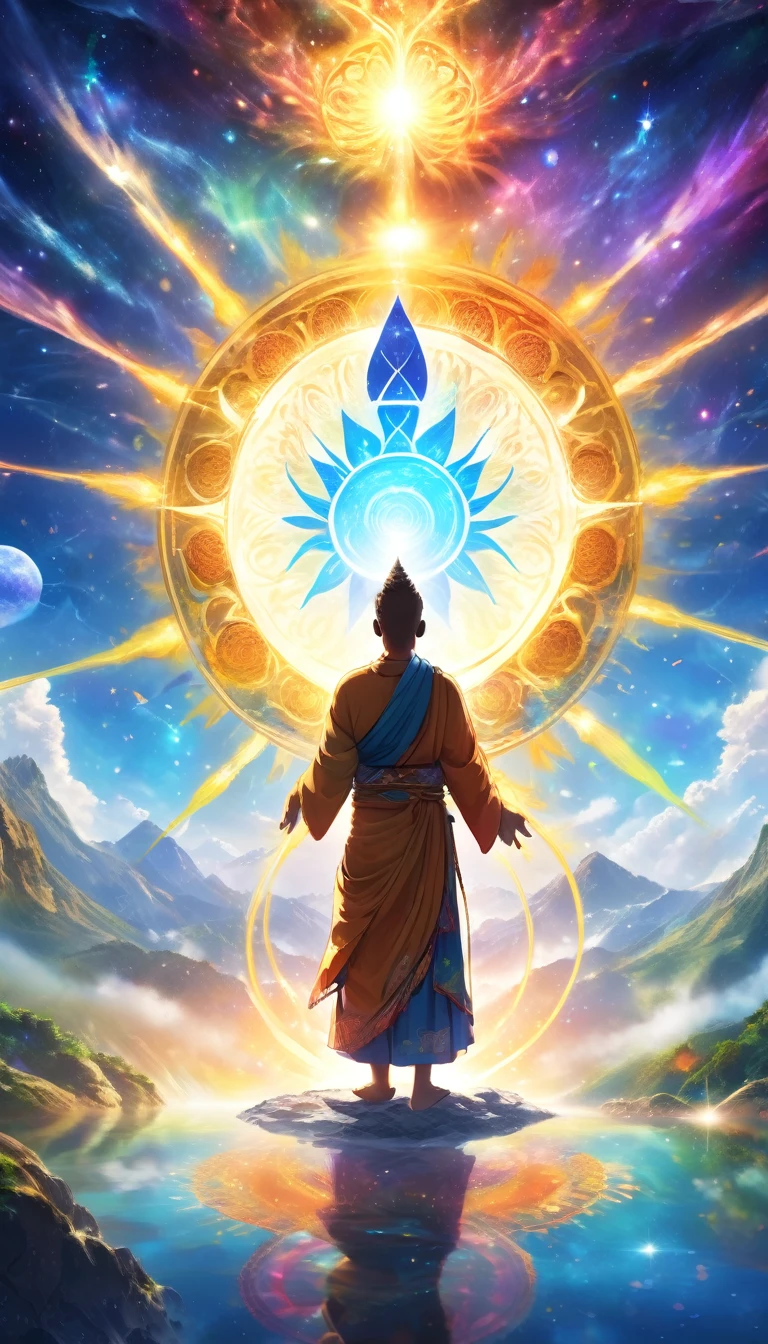 Image of chakra, Vibrant colors, an explosion of colors, The complex surroundings, The background is complicated, spiritual, god聖な, dream-like, god, Pineal gland, dream-like, (Highly detailed CG unit wallpaper 16k:1.1), (Noise suppression: 1.45), (masterpiece:1.37), Ultra-high resolution), Praying Hands,solemn gesture, Prayer Posture, Surreal, Godrays, Ray Tracing, Ray Tracing, Ultra-high resolution, Award-winning, Award-winning