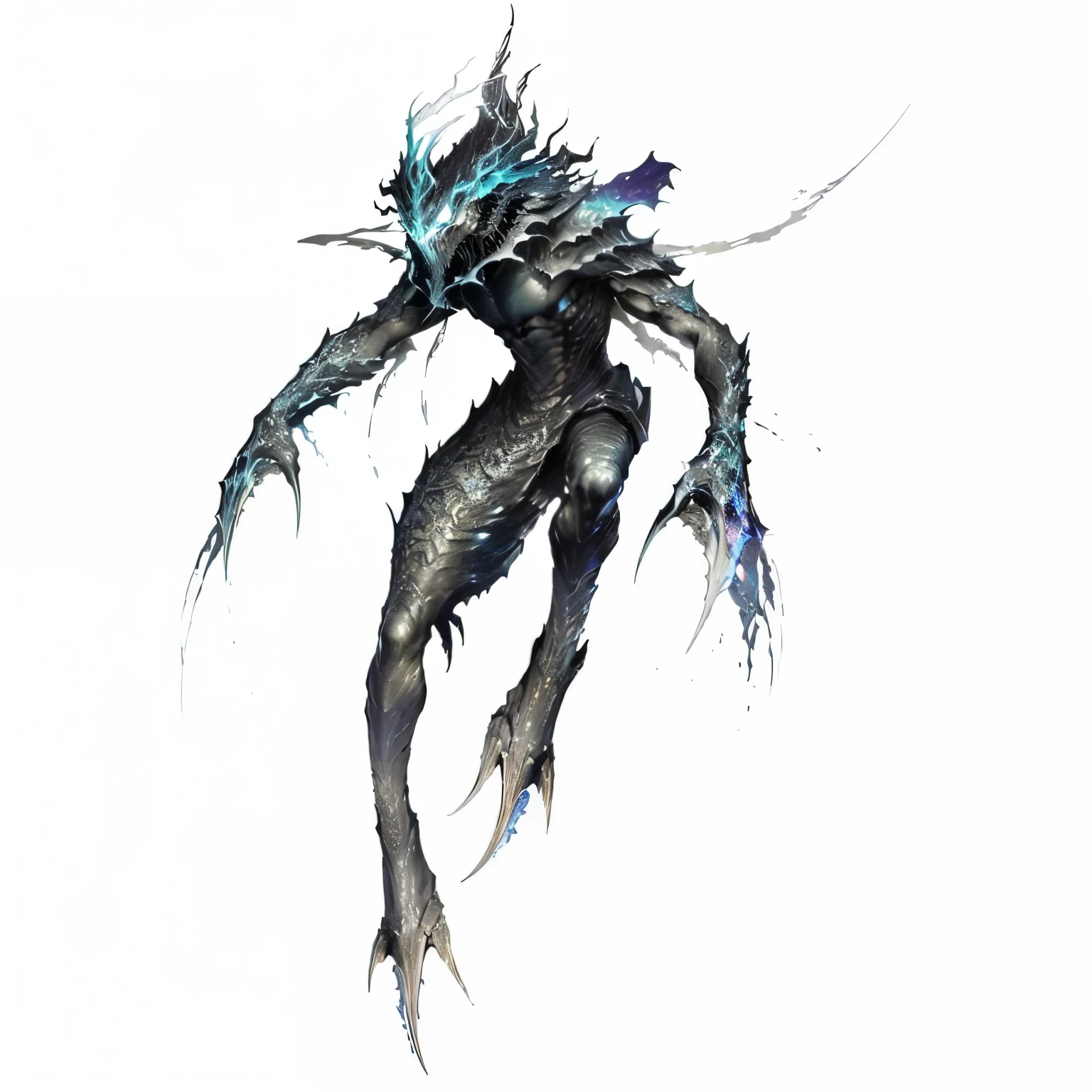 "A dark, biblical-style illustration of a menacing sea demon from the deep ocean, resembling a deep-sea fish with sharp, jagged teeth, glowing eyes, and bioluminescent scales covering its body. It emerges from the abyssal depths, surrounded by eerie, dark waters and faint, glowing sea creatures, depicted in the dramatic, intricate style of Gustave Doré --ar 1:1"