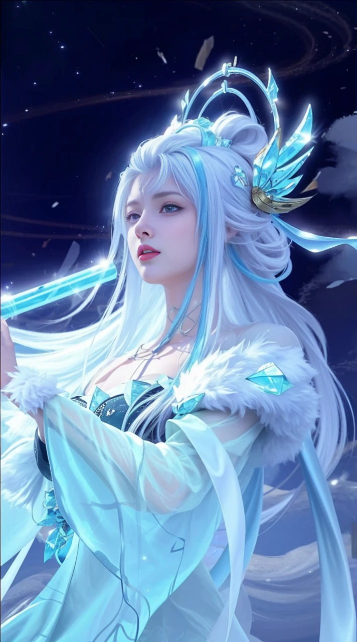 best quality, tmasterpiece,Ultra-high resolution,Clear face,(Reality:1.4),ferpect lighting,(upper body shot), (photorealistic:1.50), anime wallpaper, Guviz style artwork, cover-up fantasy up to magic , by Yang J, Guviz, beautiful artwork illustration, beautiful digital artwork, beautiful digital illustration, Li Song, beautiful anime portrait, art style in Beauvot,