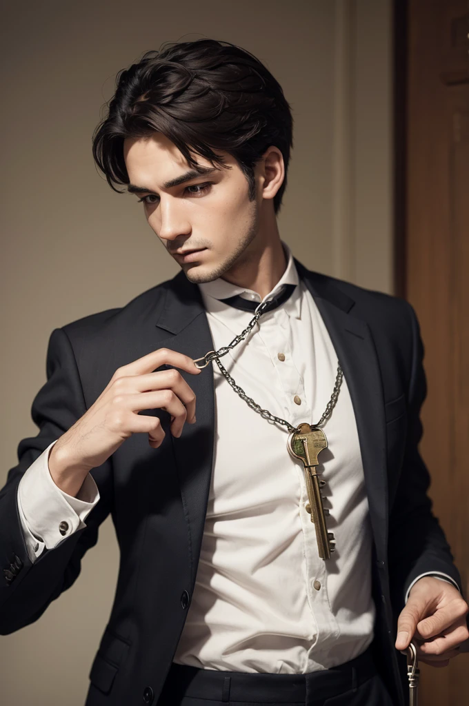 Man with a key in his hand