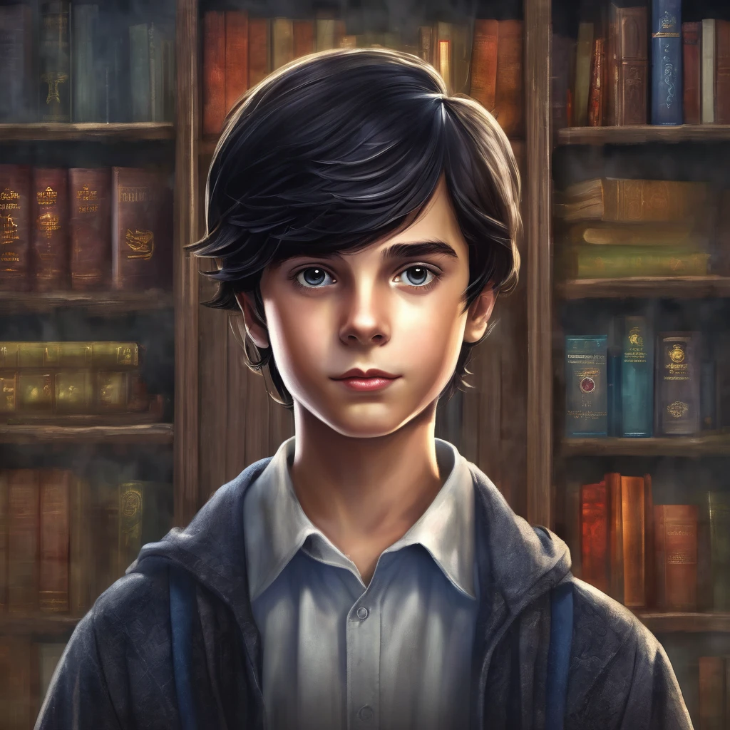 (masterpiece, best quality:1.2), Book Cover, "mystery school",a boy with dark hair, mysterious, dark, dark school background, foggy