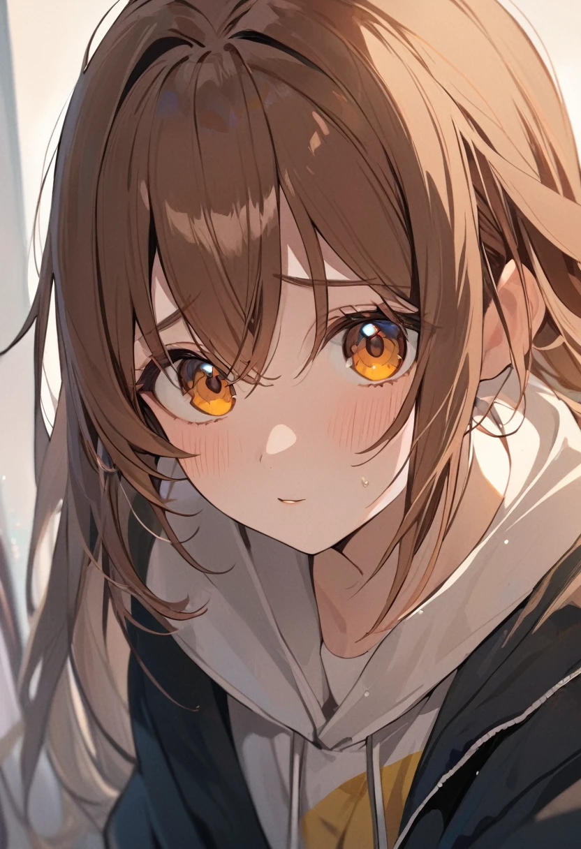 A girl with brown hair and hazel eyes.She wears a .