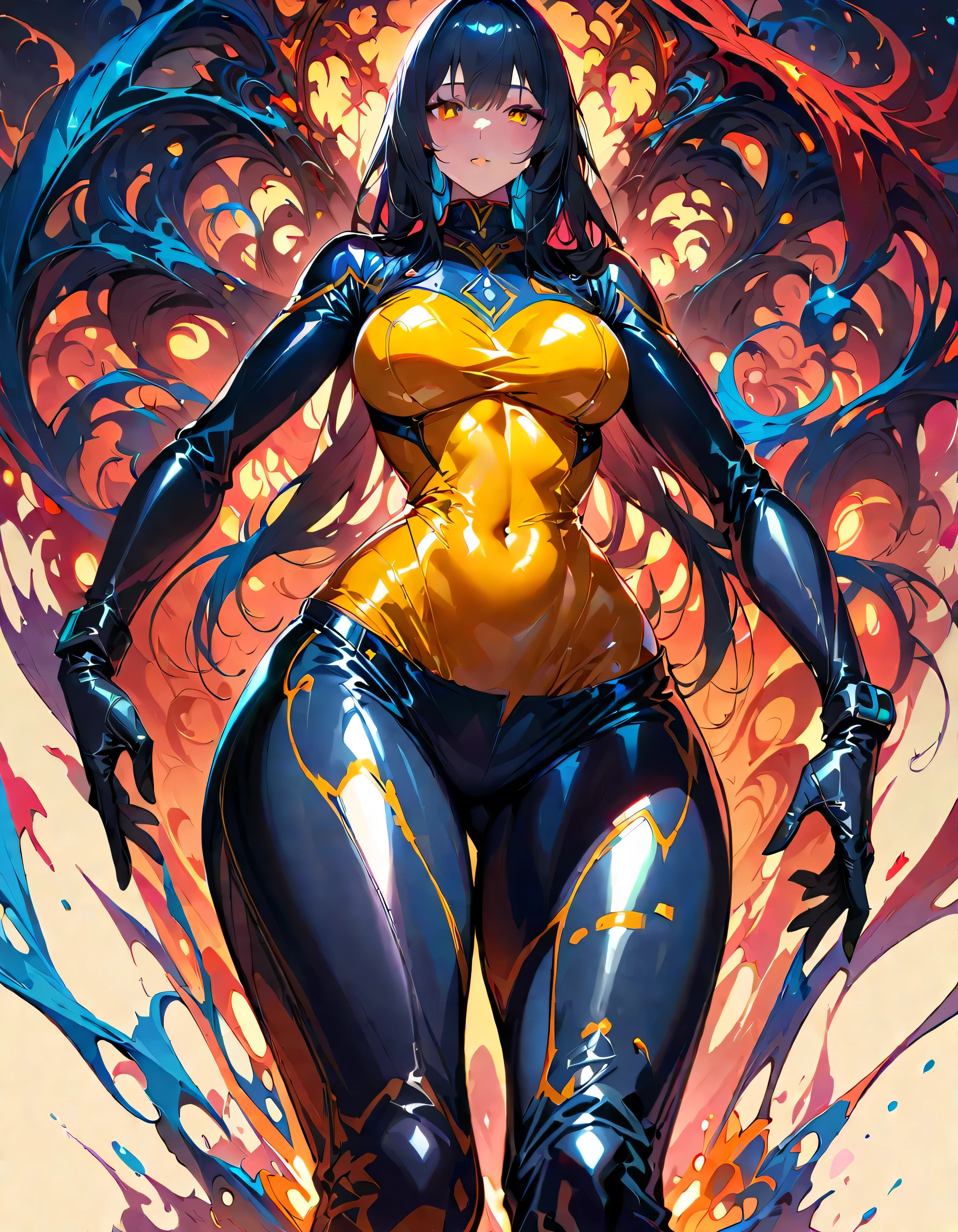 Young beautiful woman,(Highest quality,Extremely detailed depiction,Incredibly absurd high resolution,Anatomically accurate depiction,Curvy Legs),(Glowing Skin,Shiny skin,Oilskin),(clergyman,Intricate shiny clergyman's outfit),eyelash,(Intensely glowing purple eyes,Crazy Eyes,There is cleavage in the chest,A seductive smile,Glossy Lips,Seductive gestures),Sweat,whole body,background:Bedroom at night