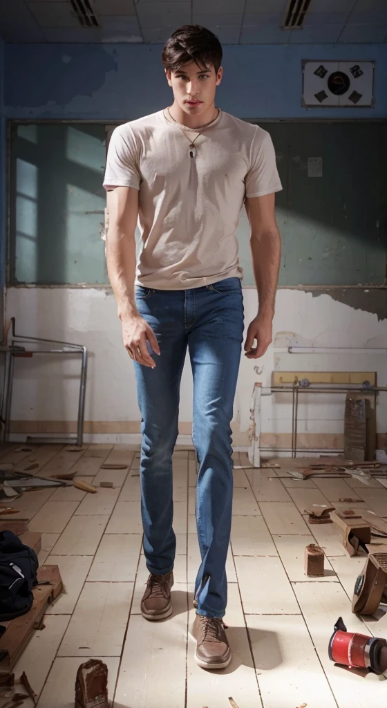 Men in abandoned school
